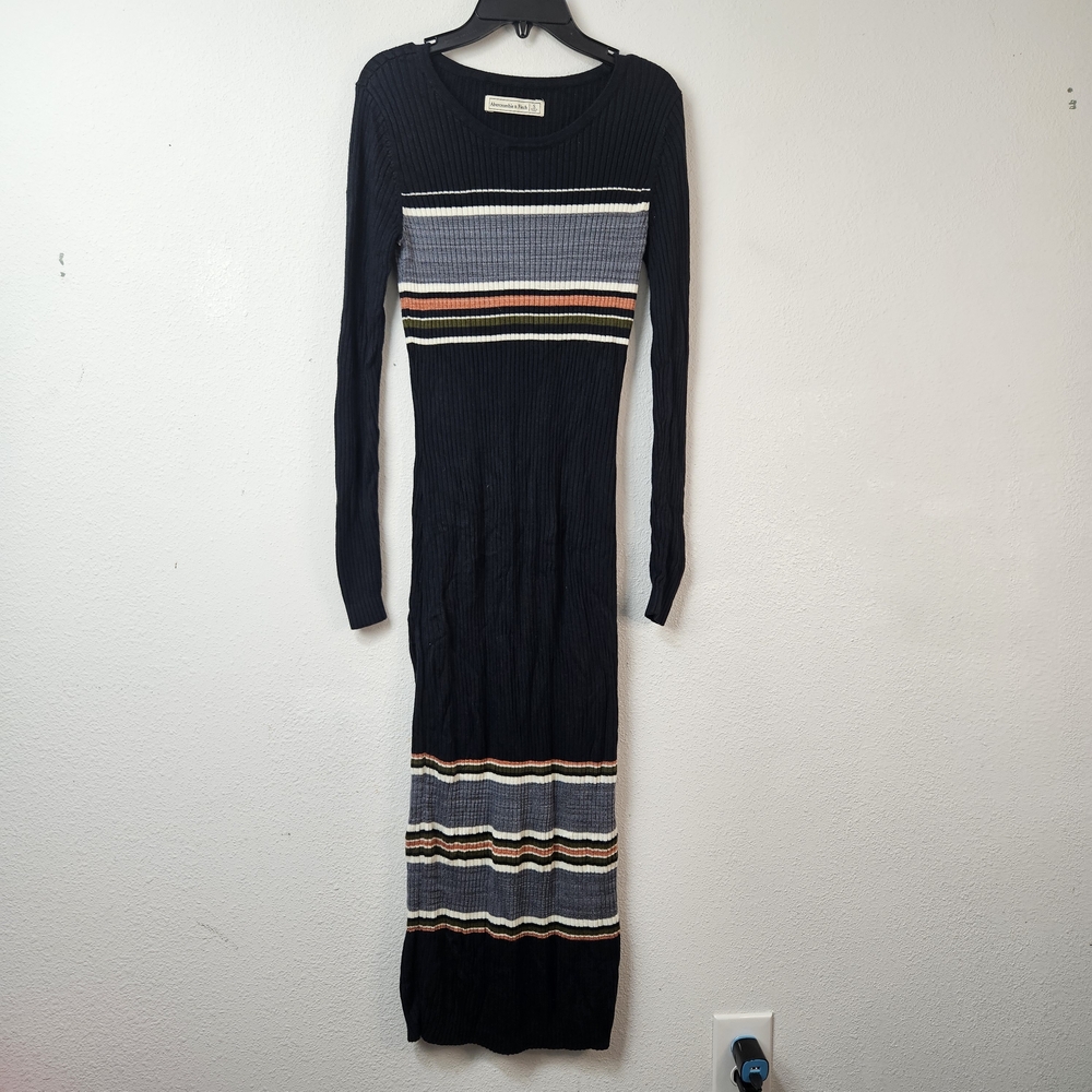 Abercrombie & Fitch Bodycon Sweater Knit Striped Knit Long Sleeve Dress Size S